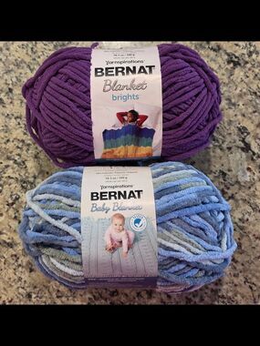 Bernat Plush Yarn Duo — Pow Purple & Lovely Blue